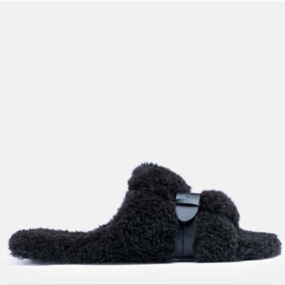 Robert Clergerie Paris Irina Slip on Faux Fur Slide in Black - Picture 4 of 4